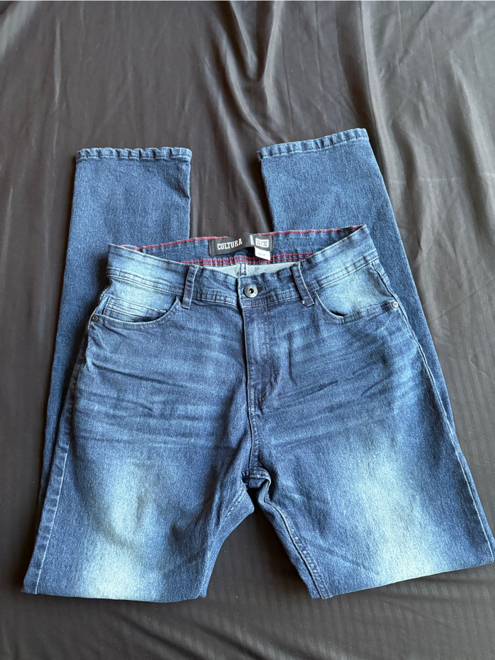 Men's Skinny Stretch Jeans in Washed Blue - Unbranded